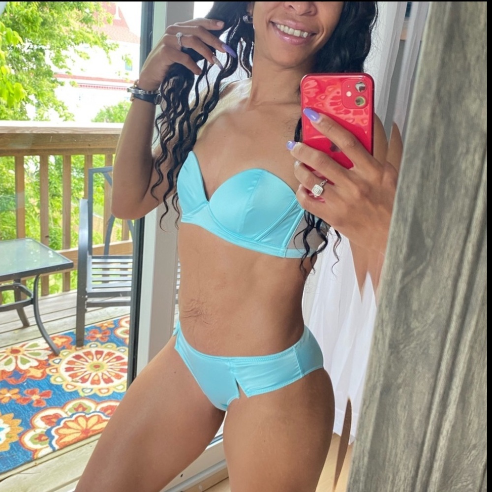 Savage X Fenty Blue Light Sharp Satin Bralette & Cheeky Panty No Chaser Set